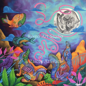 Litografía Gran Formato Conejo en la Luna por Romo Art | Impresión Digital