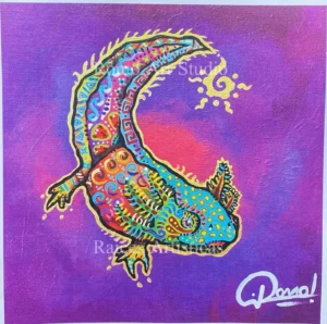 Litografía Seriada Axolotl de Romo Art | Obra en Papel Canvas de Alta Definición