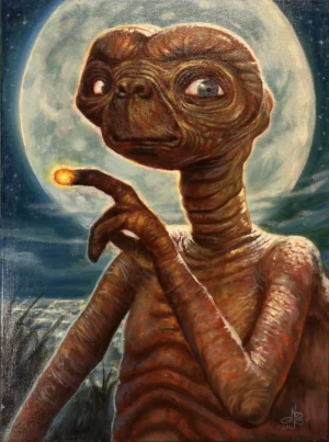 Cuadro al Óleo Inspirado en E.T. | Arte de Ciencia Ficción