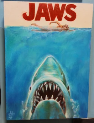 Cuadro al Óleo Inspirado en Jaws | Arte de Cine y Suspenso