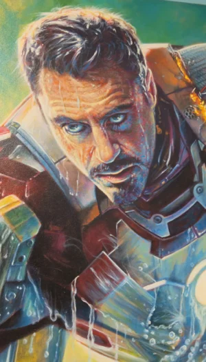 Pintura al Óleo Inspirada en Iron Man | Obra de Arte Original